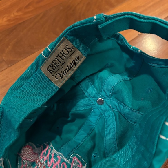 Distressed Teal Blue ' Jesus Loves This Hot MESS' Cap - Picture 3 of 4